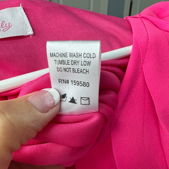 Pink Lily Pleated Romper in Vibrant Pink Size Medium - Picture 8 of 8